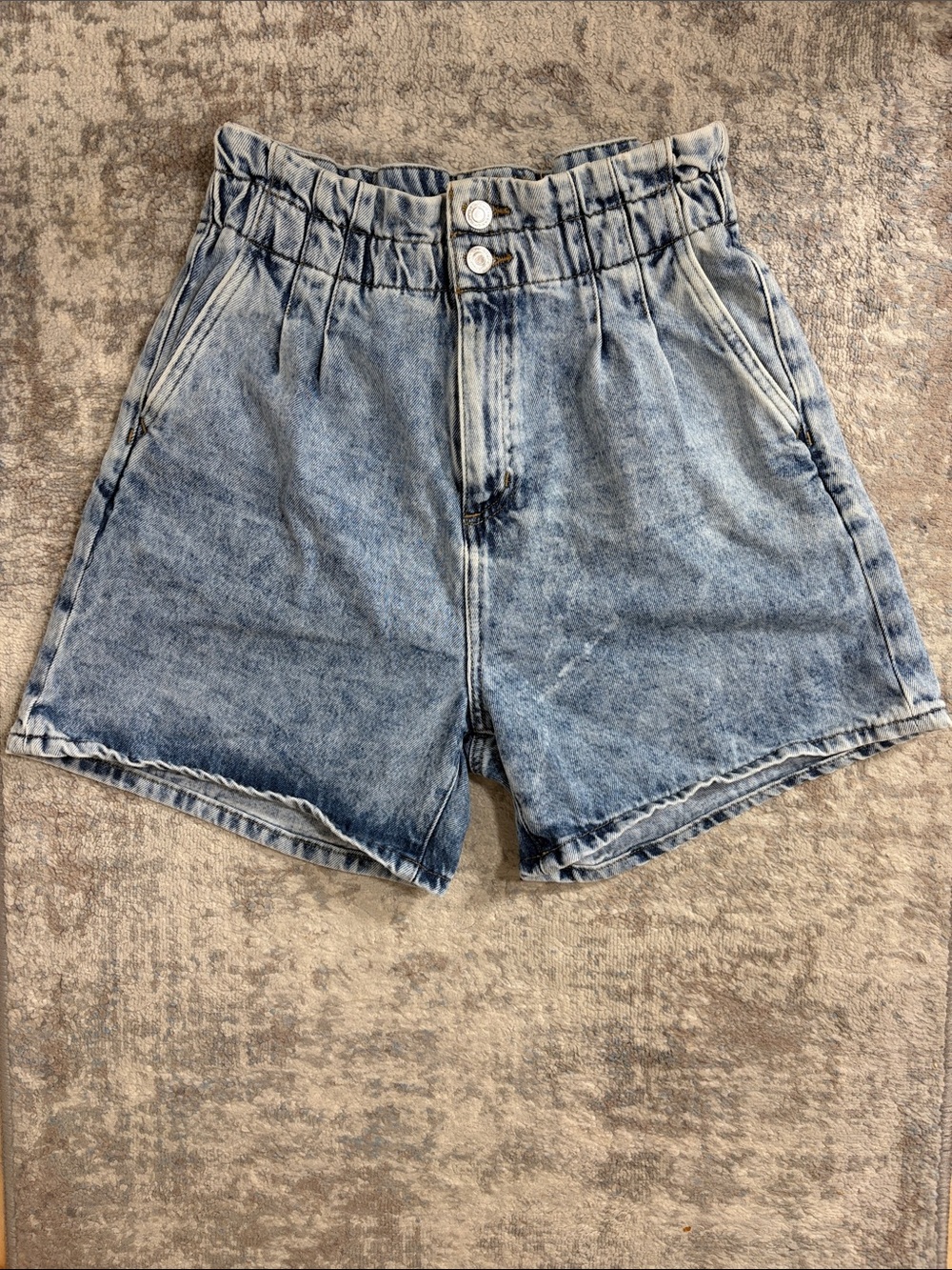 Dynamite Light Wash Paperbag Waist Denim Shorts